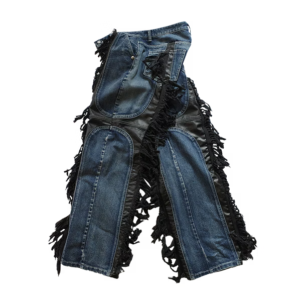 Thug Club_Mohican Leather Denim Pants (Blue&Black)
