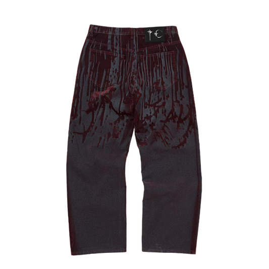 Thug Club_Blood Lazered Denim Pants (Red)