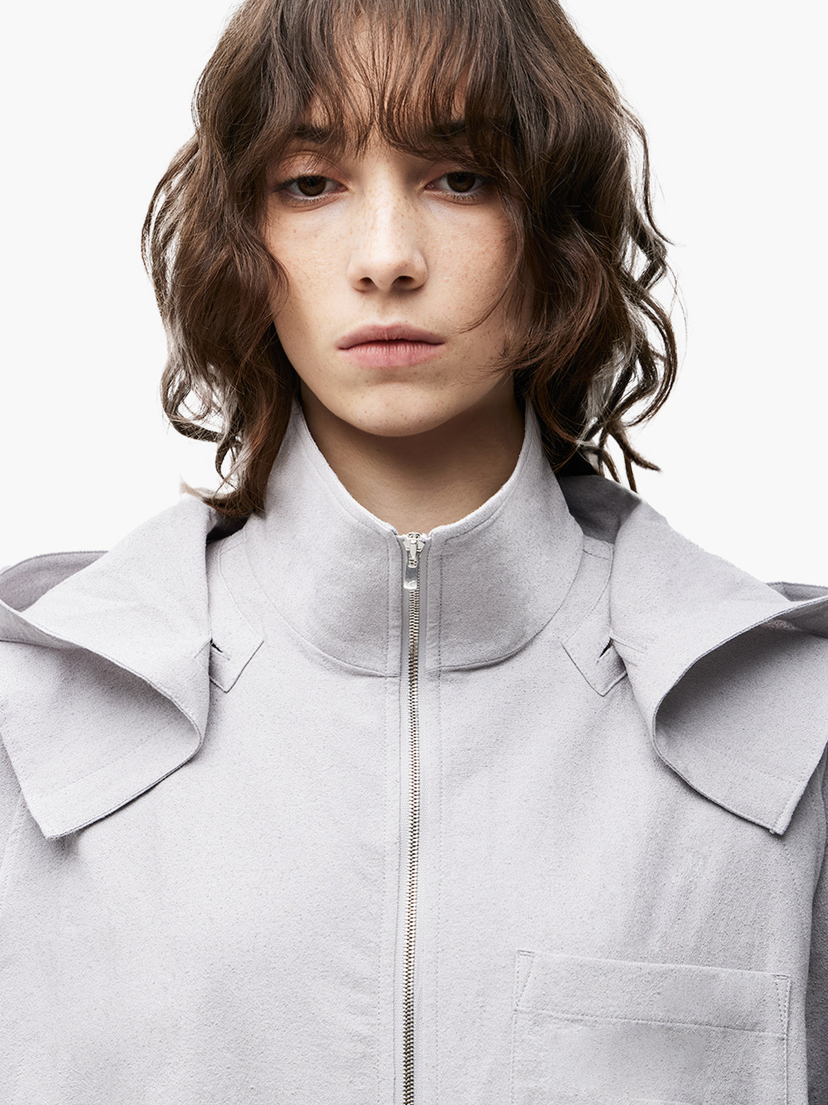 JiyongKim_Hooded Layered Zip-Up Shirt (Off-White)