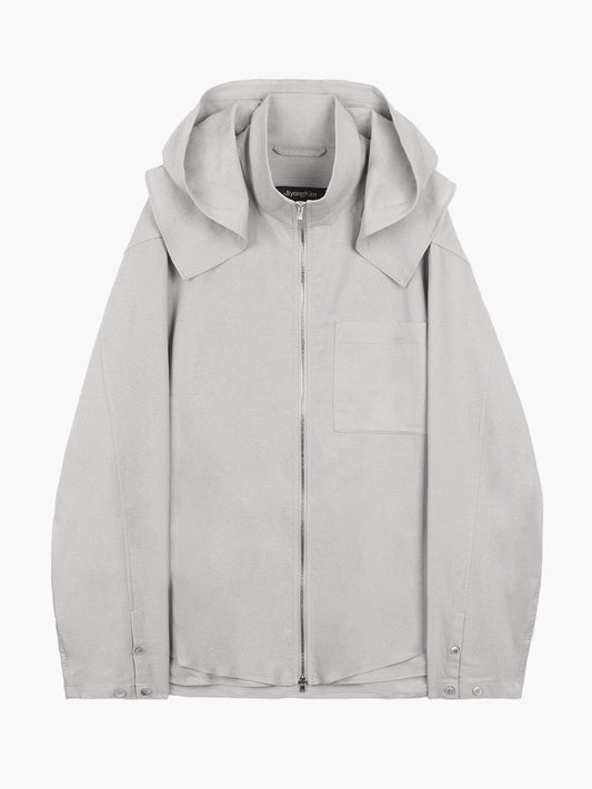 JiyongKim_Hooded Layered Zip-Up Shirt (Off-White)