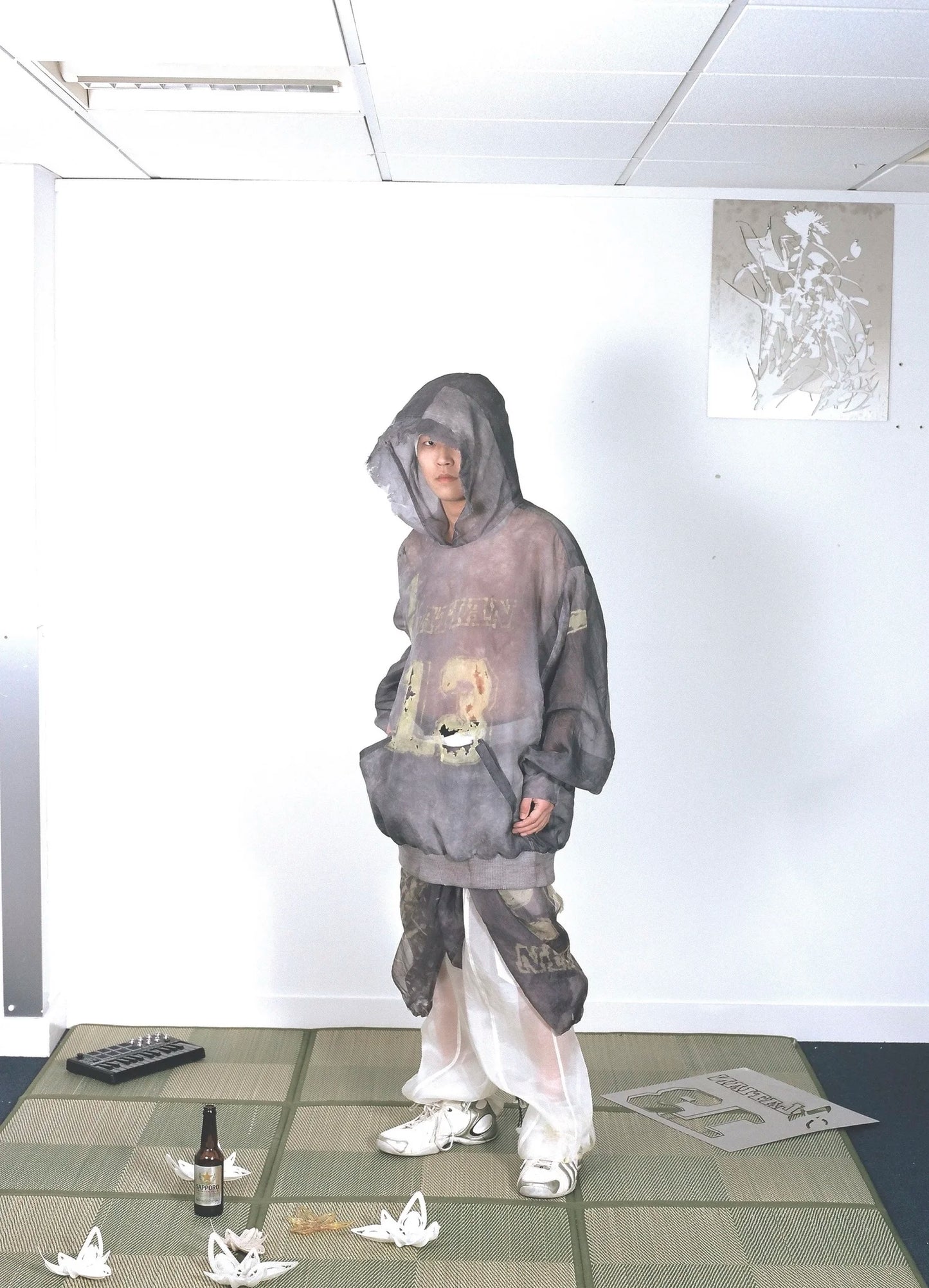 ALA TIANAN_SILK ORGANZA DISTRESSED HOODIE (Purple)