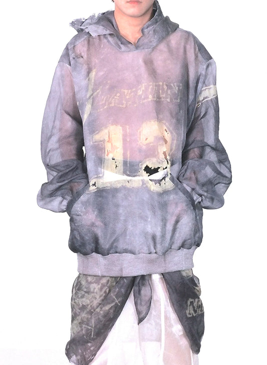 ALA TIANAN_SILK ORGANZA DISTRESSED HOODIE (Purple)