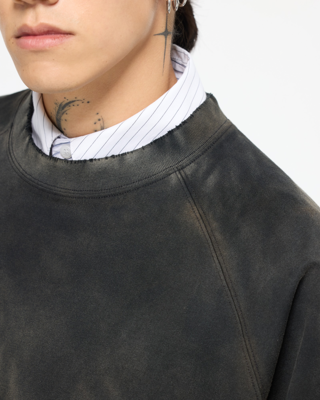 blANk_SET STUDIO_KNITTED RAGLAN SLEEVE TOP (Monkey Wash)
