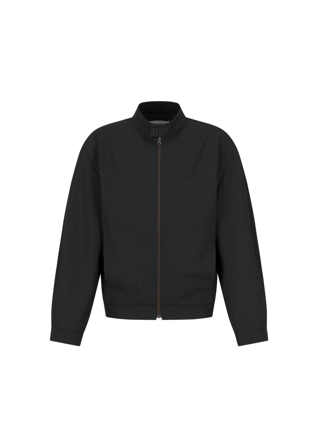 AMOMENTO_WOOL STRIPE ZIP-UP JUMPER (Black)