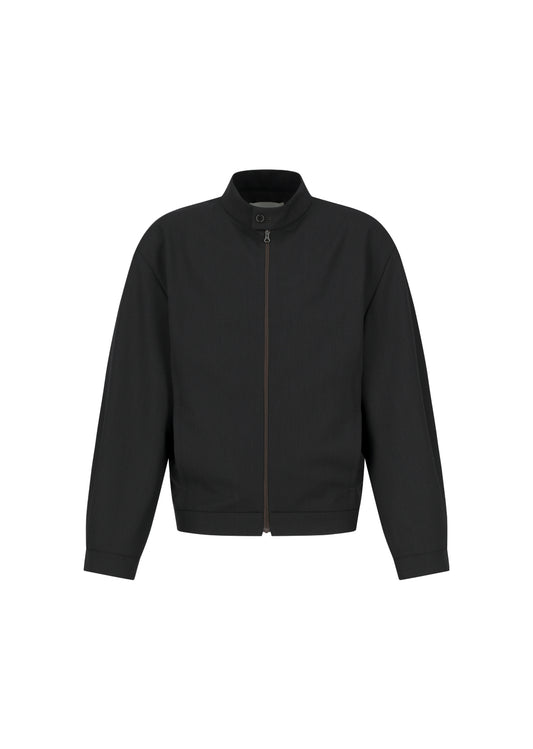 AMOMENTO_WOOL STRIPE ZIP-UP JUMPER (Black)