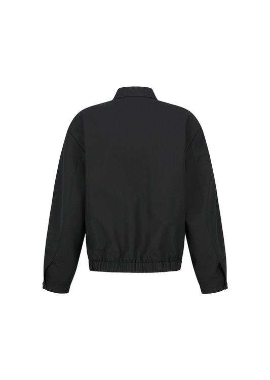 AMOMENTO_WOOL STRIPE ZIP-UP JUMPER (Black)