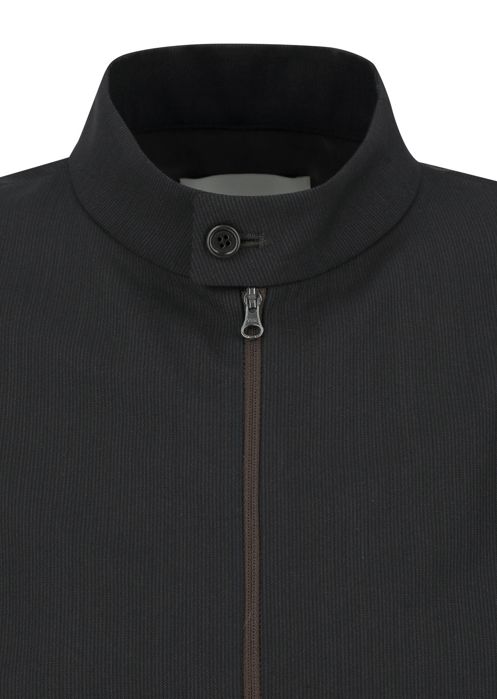 AMOMENTO_WOOL STRIPE ZIP-UP JUMPER (Black)