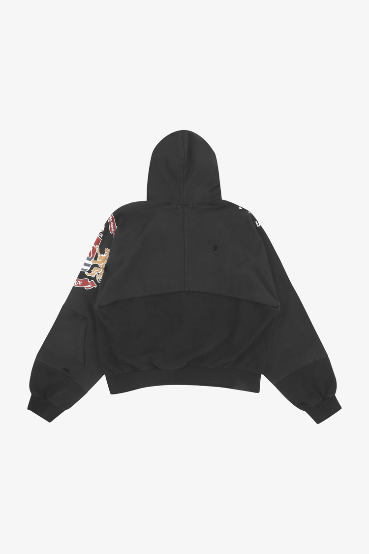 PROJECT G/R_RECONSTRUCTED FOLDED ZIP HOODIE (Black)