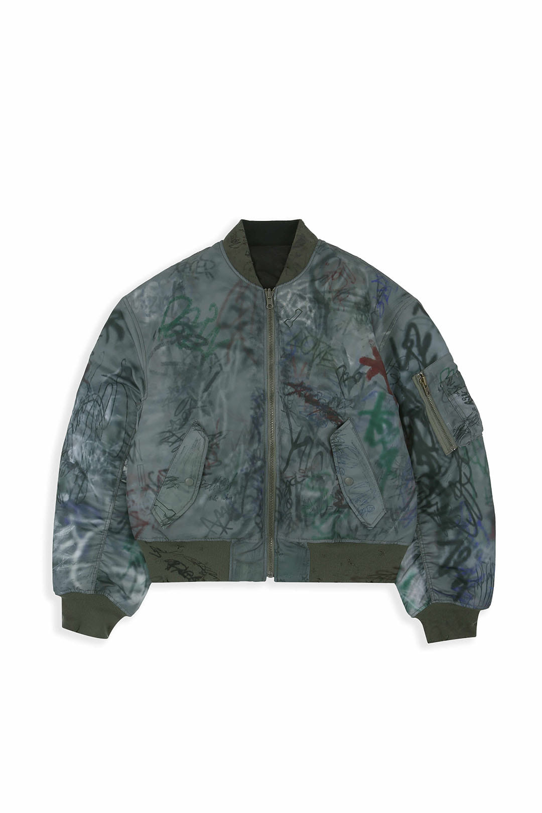 Protocol Index_Graffiti Reversible Bomber Jacket (Khaki / Black)
