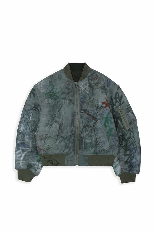 Protocol Index_Graffiti Reversible Bomber Jacket (Khaki / Black)