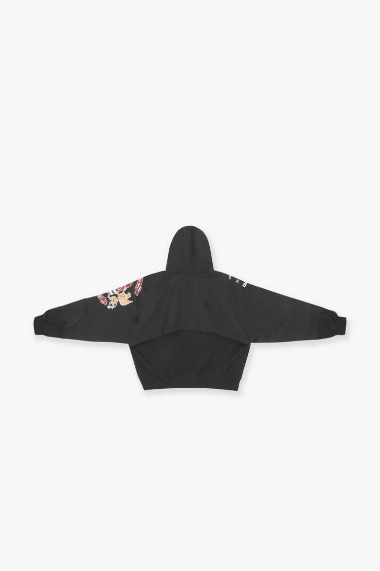 PROJECT G/R_RECONSTRUCTED FOLDED ZIP HOODIE (Black)