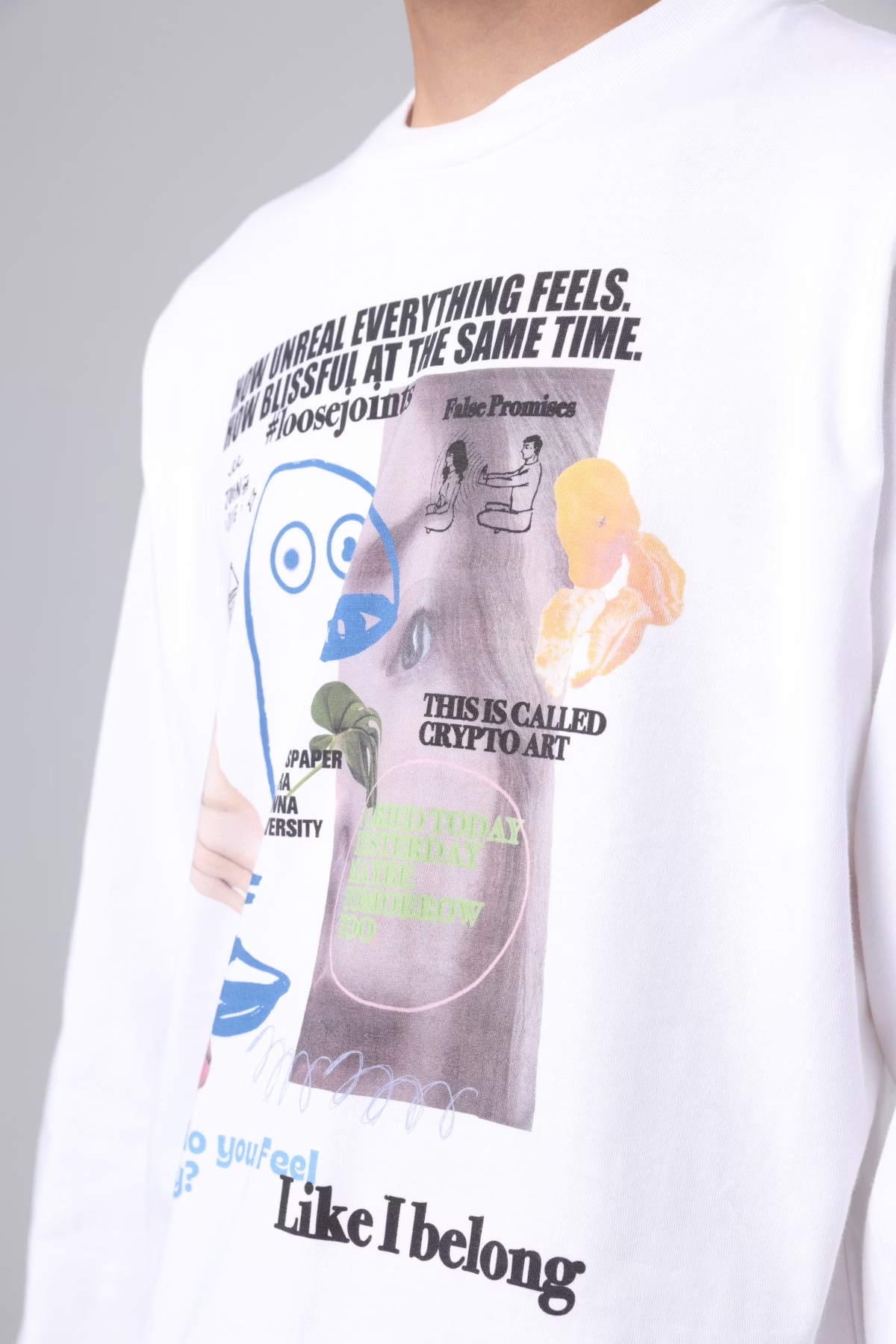 LOOSEJOINTS_CARLOS NUÑEZ - 'How do you feel.' L/S TEE (White)