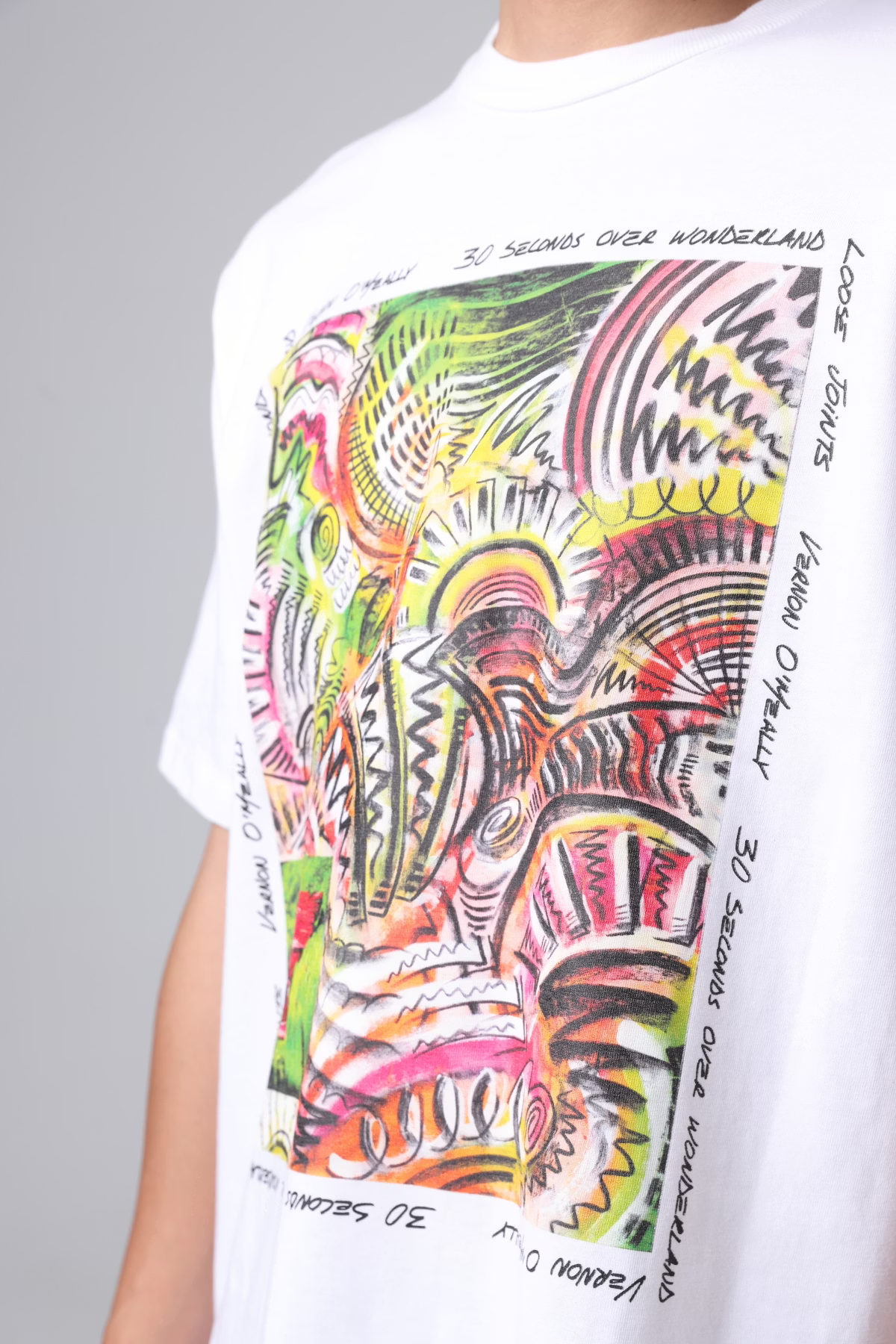 LOOSEJOINTS_VERNON O’MEALLY - '30 SECONDS OVER WONDERLAND' S/S TEE (White)