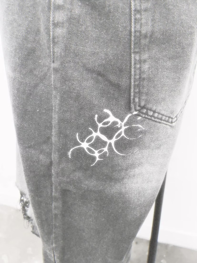 Ò line_Stab Pants *HANDMADE DESTROY (Black)