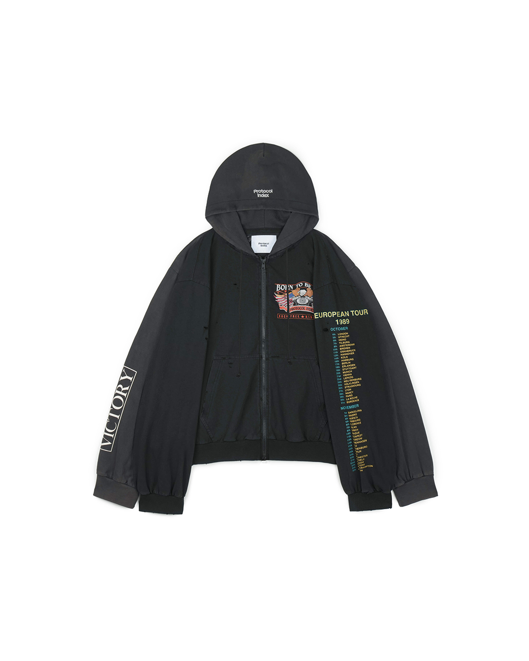 Protocol Index_Four-hands Jersey Zip Hoodie (Black)