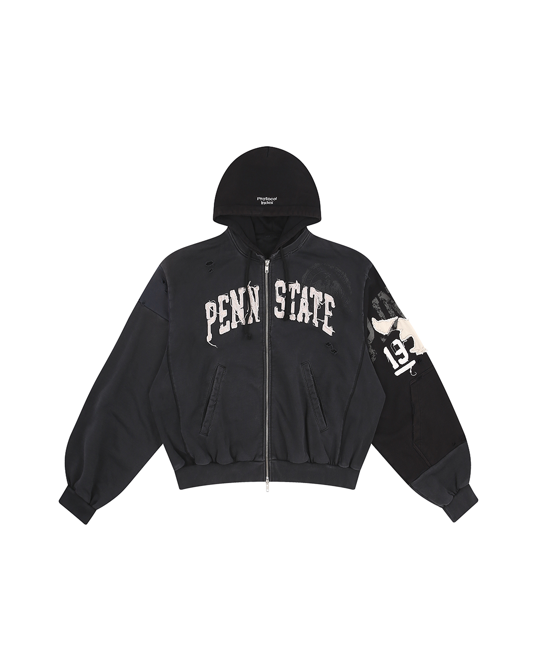 Protocol Index_Reconstructed Sweatshirt Zip Hoodie (Black)