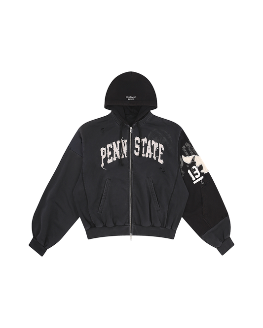Protocol Index_Reconstructed Sweatshirt Zip Hoodie (Black)
