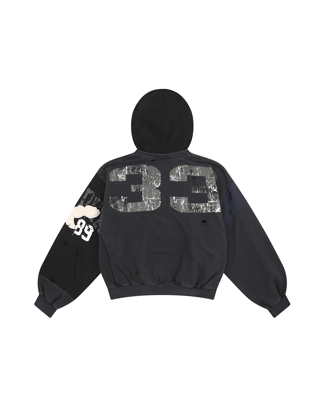 Protocol Index_Reconstructed Sweatshirt Zip Hoodie (Black)